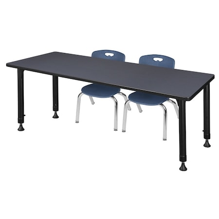 Regency Tables > Height Adjustable > Rectangular Table & Chair Sets, 66 W, 30 L, 23-34 H, Grey MT6630GYAPBK45NV